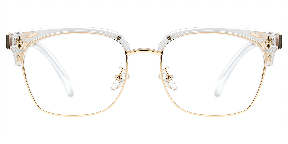 Golden Browline Elaborate Mixed Materials Eyeglasses
