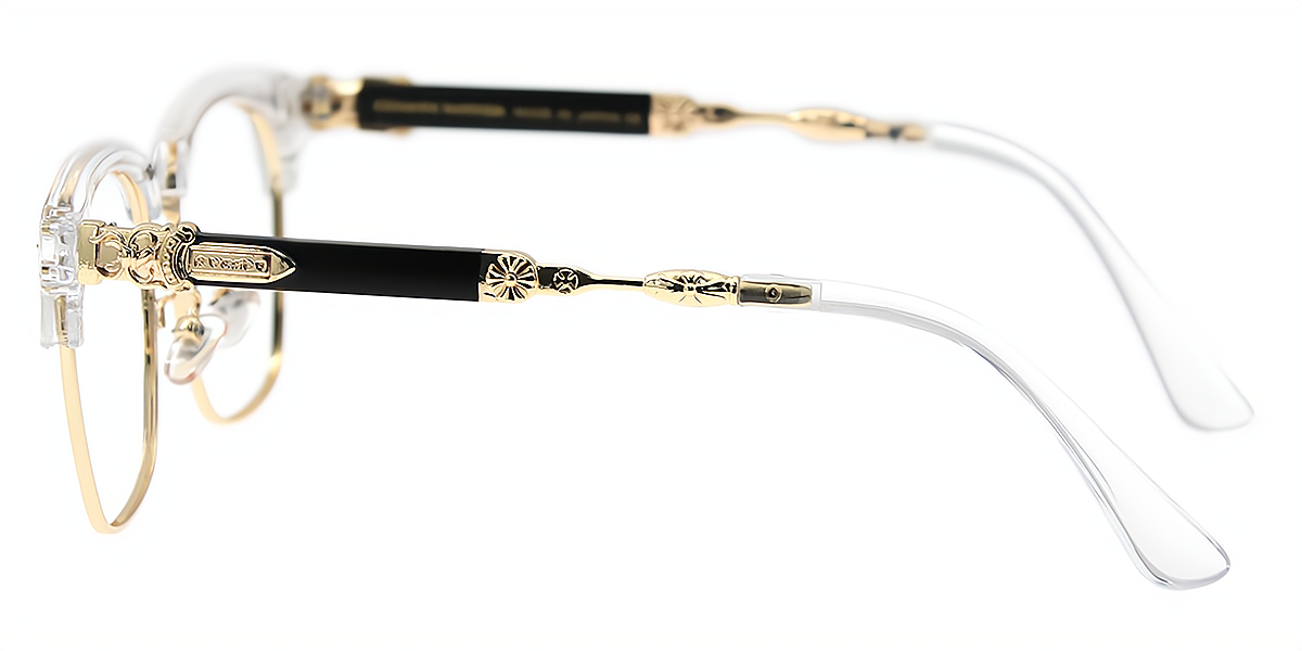 Golden Browline Elaborate Mixed Materials Eyeglasses