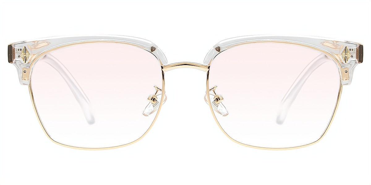 Golden Browline Elaborate Mixed Materials Eyeglasses
