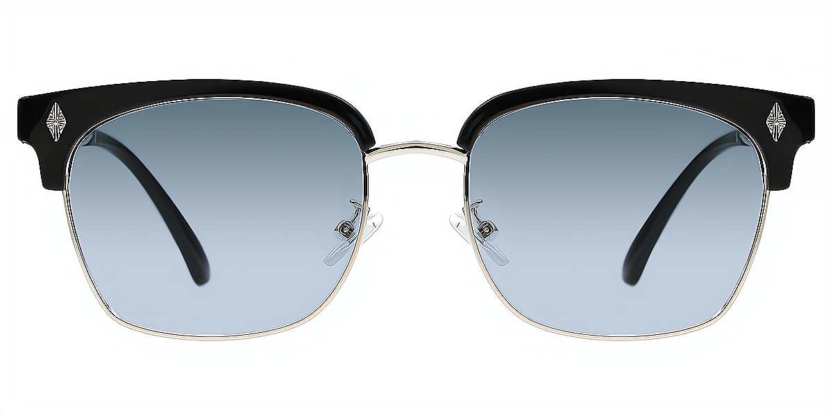 Silver Browline Elaborate Mixed Materials Eyeglasses