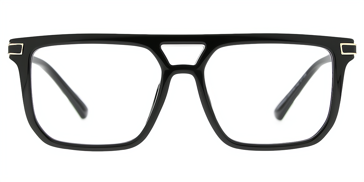 Black Aviator Oversized Double Bridge Plastic Eyeglasses