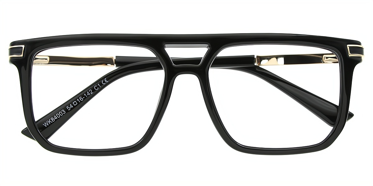 Black Aviator Oversized Double Bridge Plastic Eyeglasses