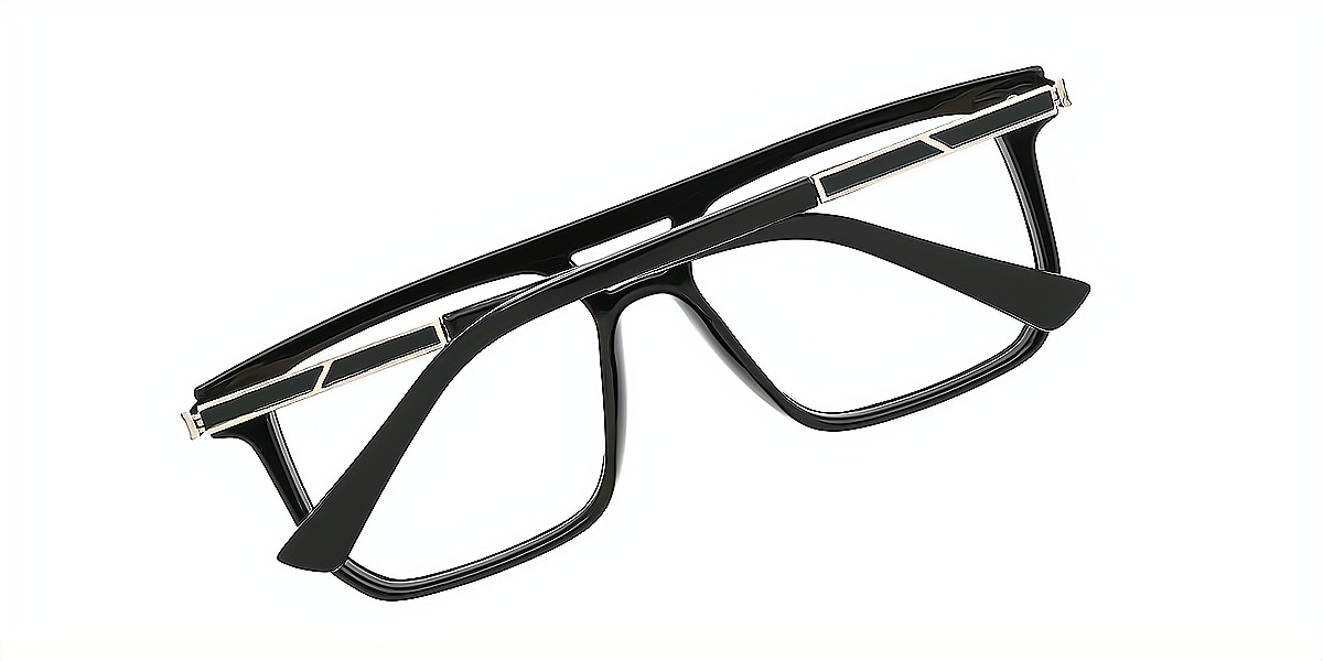 Black Aviator Oversized Double Bridge Plastic Eyeglasses