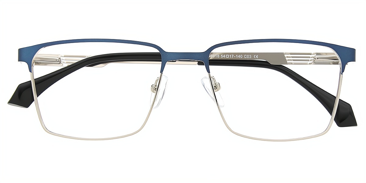 Blue Browline Chic Metal Eyeglasses