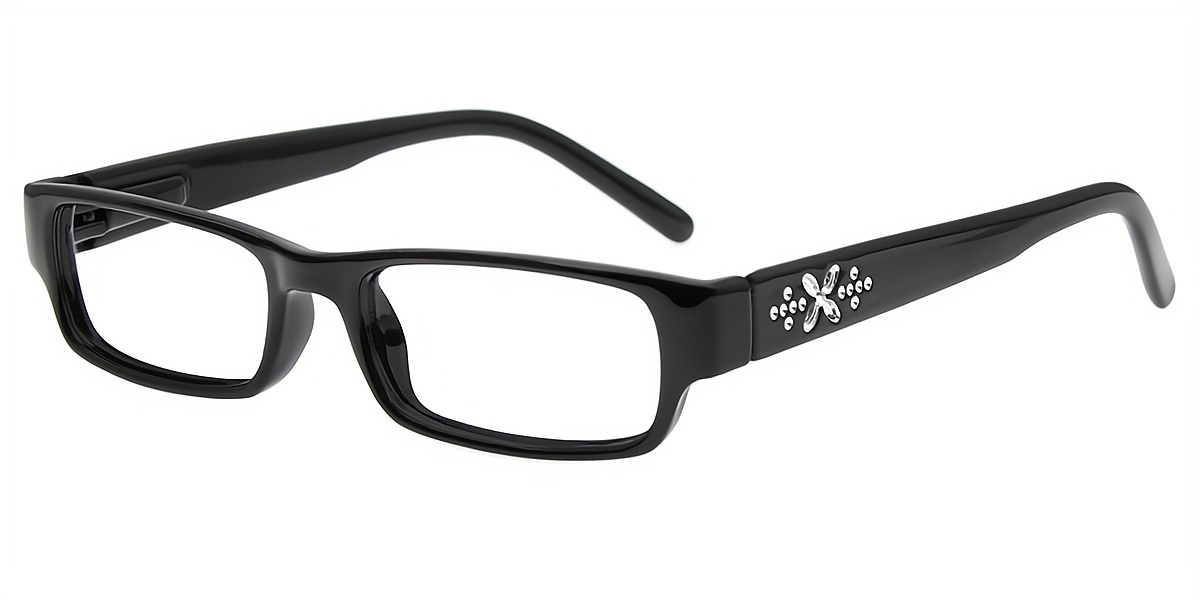 Black Rectangle Simple Plastic Eyeglasses