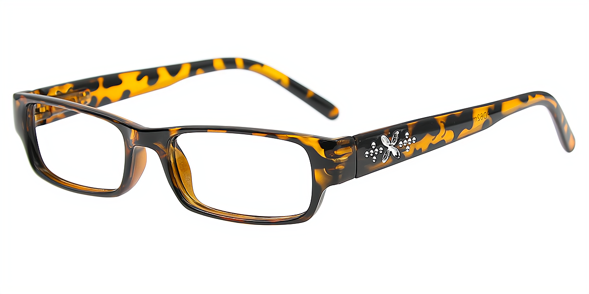 Tortoise Rectangle Simple Plastic Eyeglasses