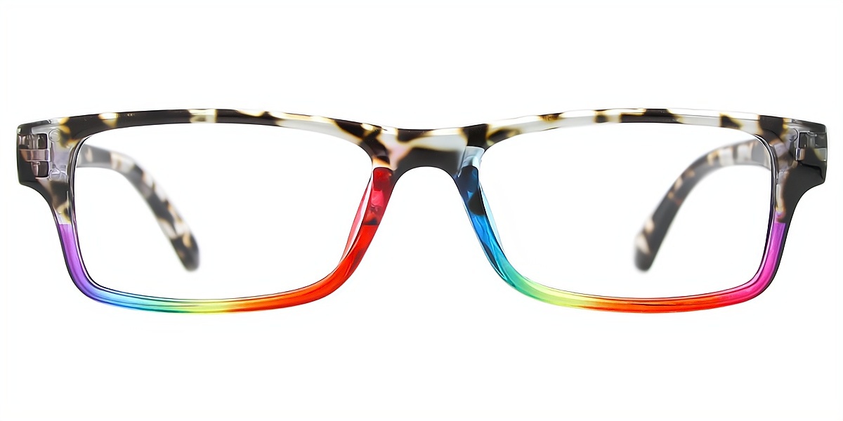 Multicolor Rectangle Hipster Plastic Eyeglasses