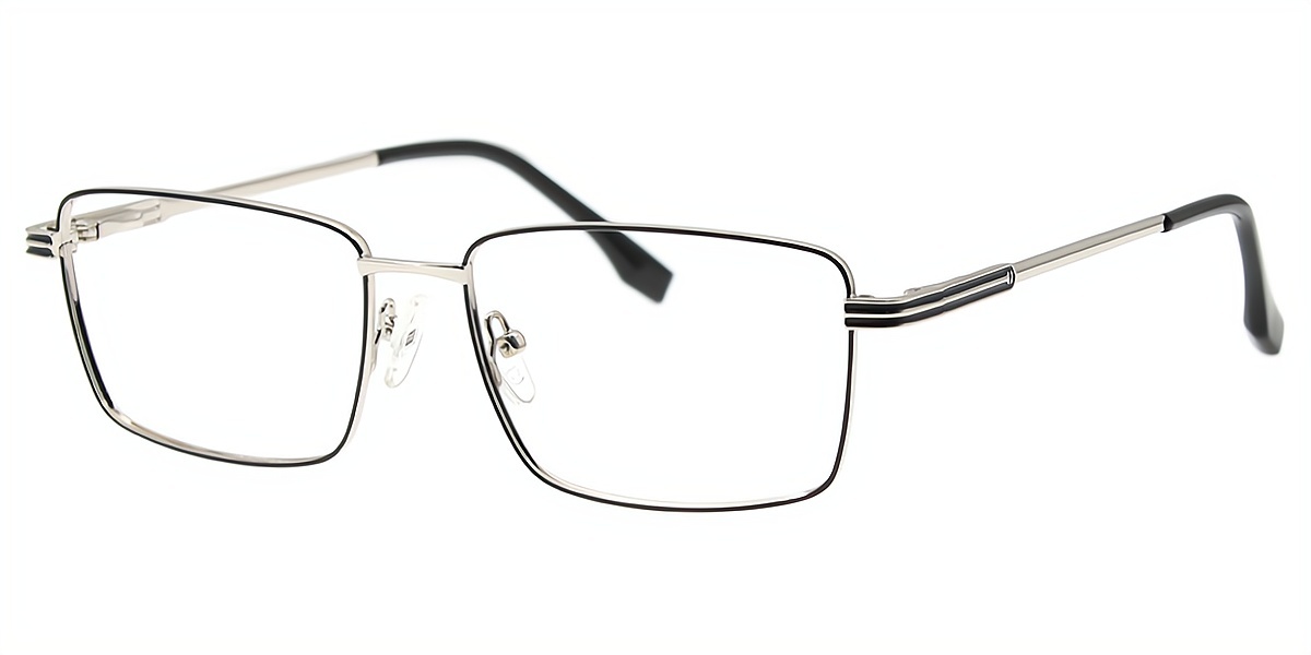 Black Rectangle Simple Metal Eyeglasses