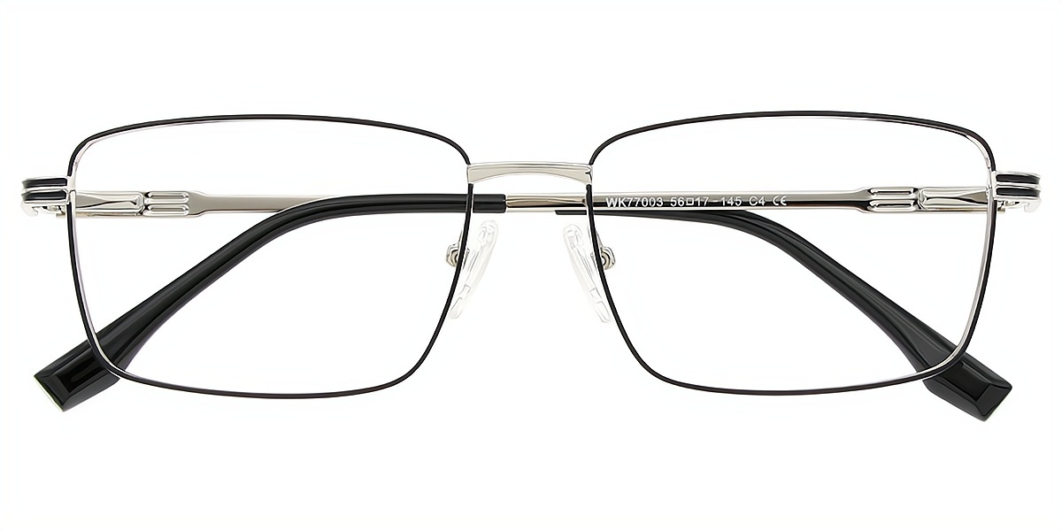 Black Rectangle Simple Metal Eyeglasses