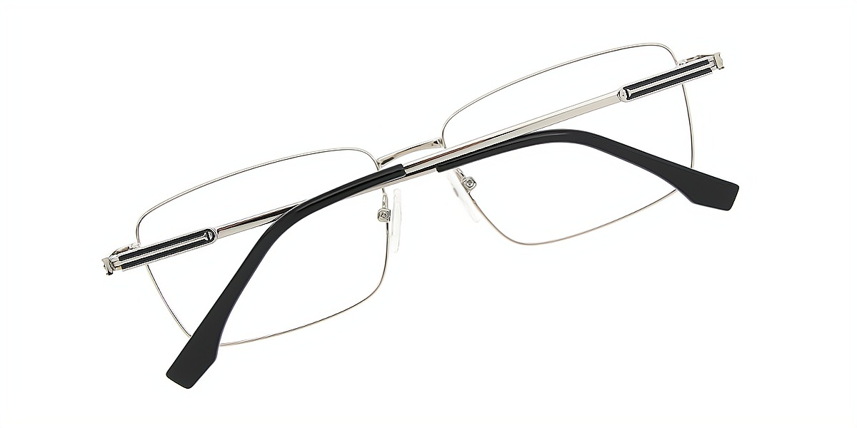 Black Rectangle Simple Metal Eyeglasses