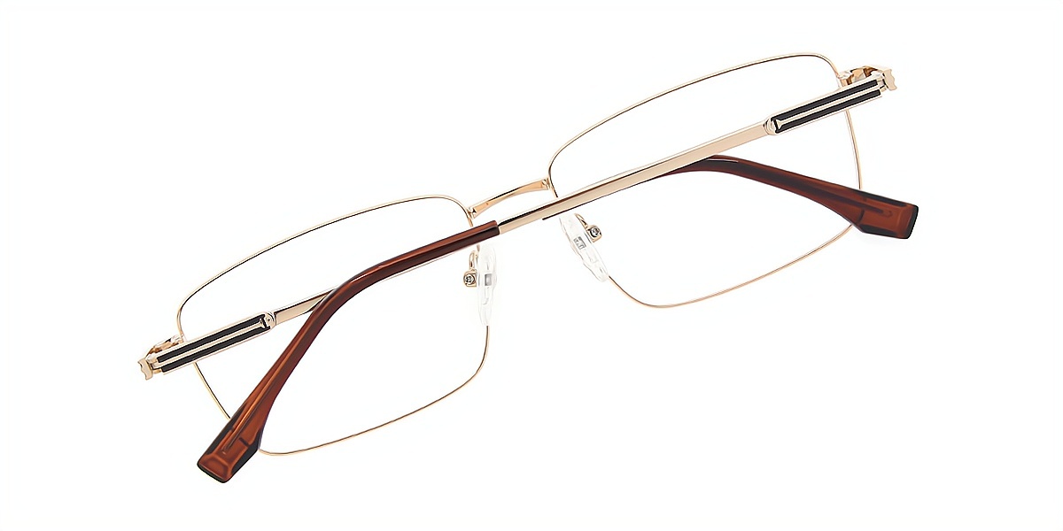 Golden Rectangle Simple Metal Eyeglasses