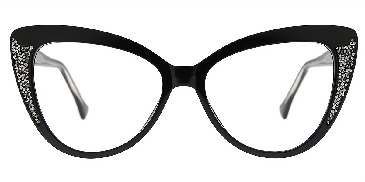 Black Cat Eye Ornate Unique TR90 Eyeglasses
