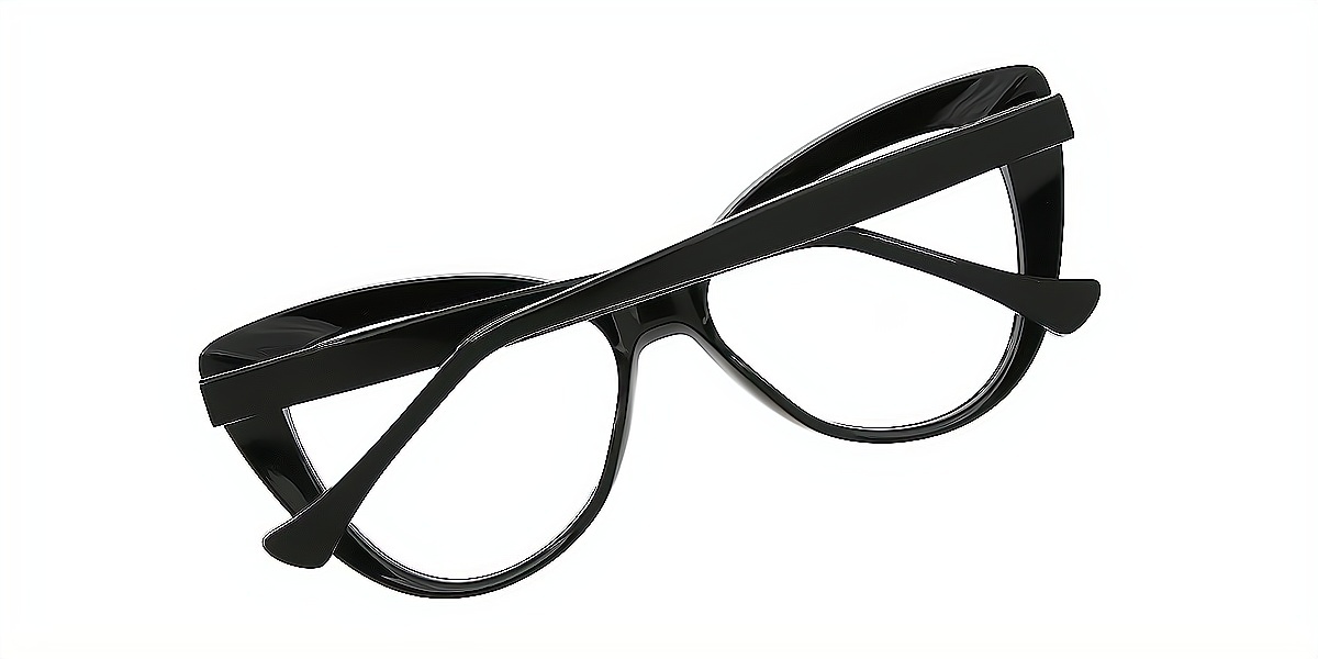 Black Cat Eye Ornate Unique TR90 Eyeglasses