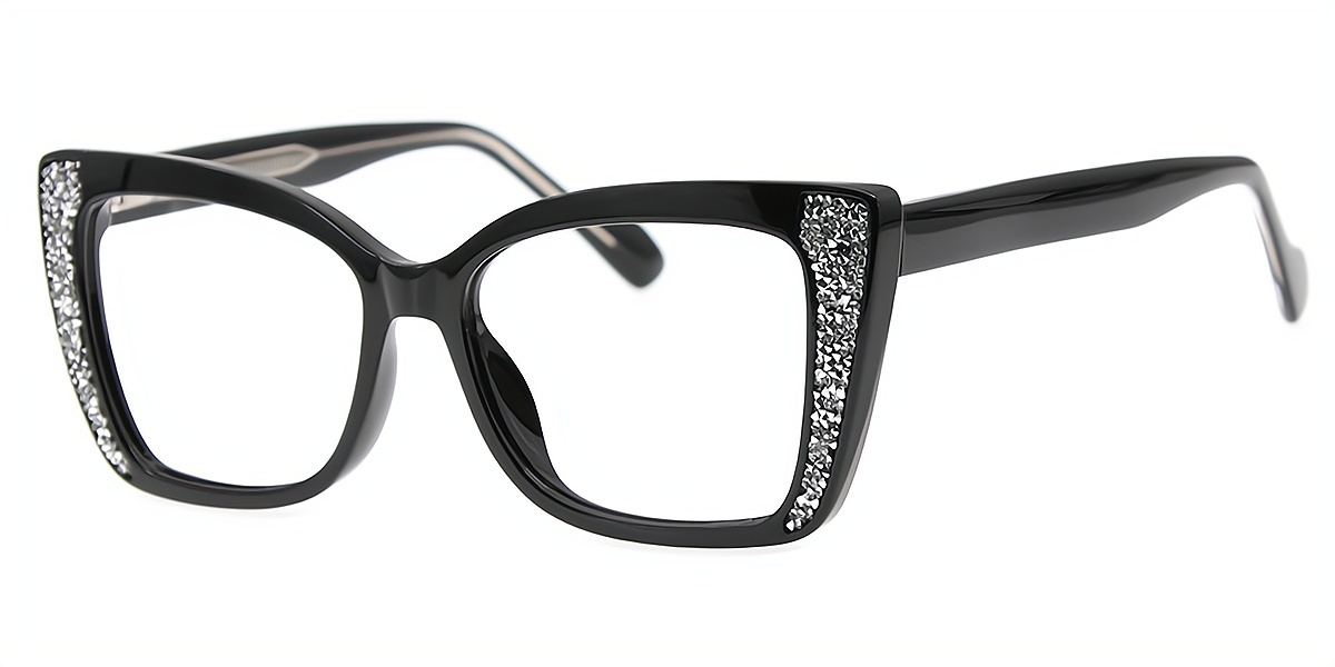 Black Butterfly Ornate Unique TR90 Eyeglasses