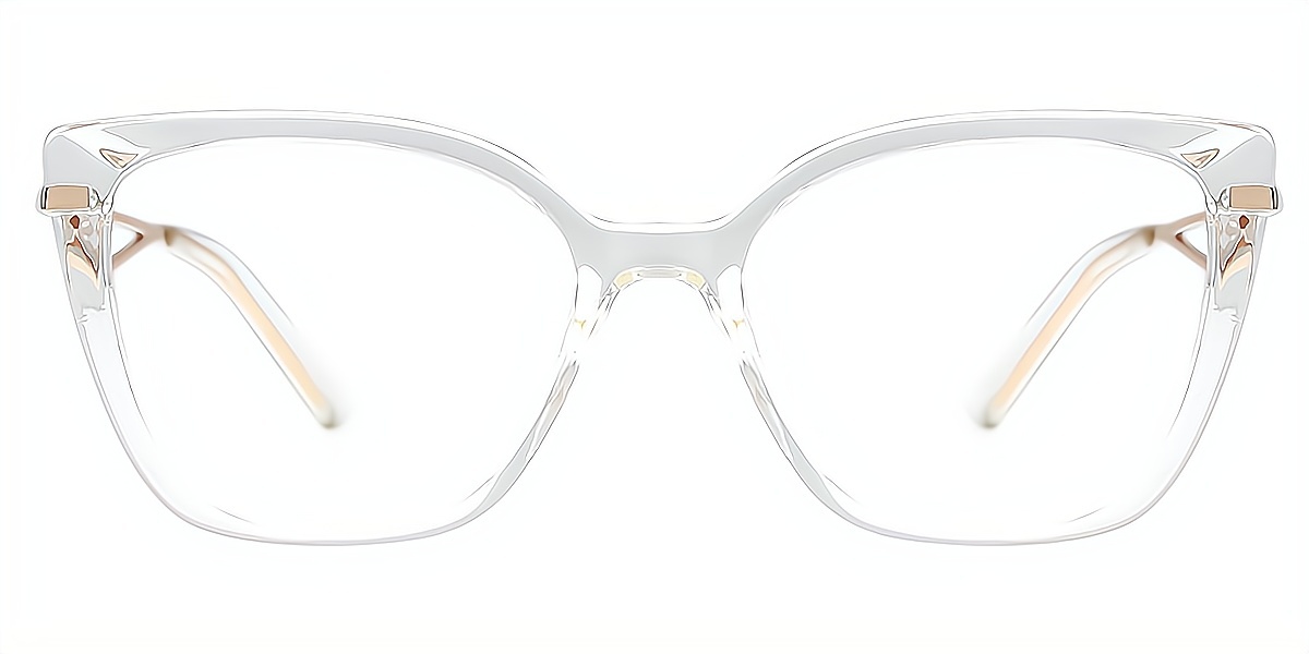 Clear Cat Eye Elegant Mixed Materials Eyeglasses