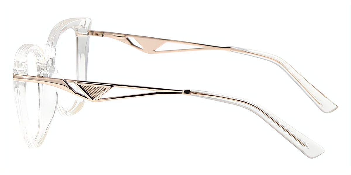 Clear Cat Eye Elegant Mixed Materials Eyeglasses