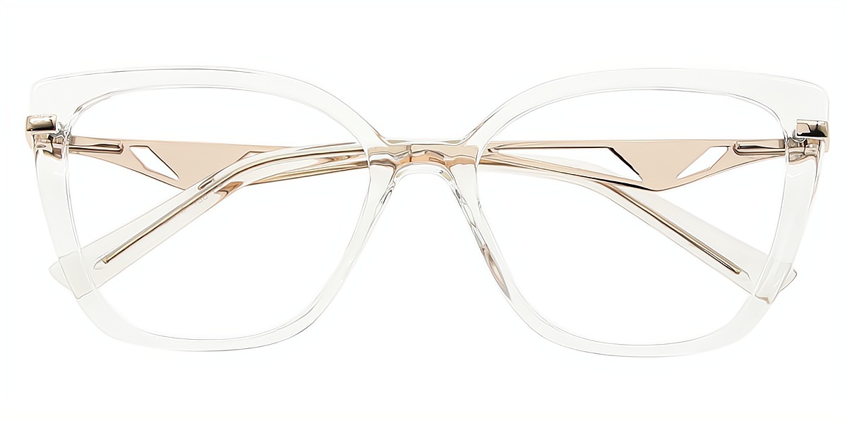 Clear Cat Eye Elegant Mixed Materials Eyeglasses