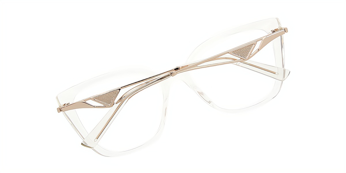 Clear Cat Eye Elegant Mixed Materials Eyeglasses