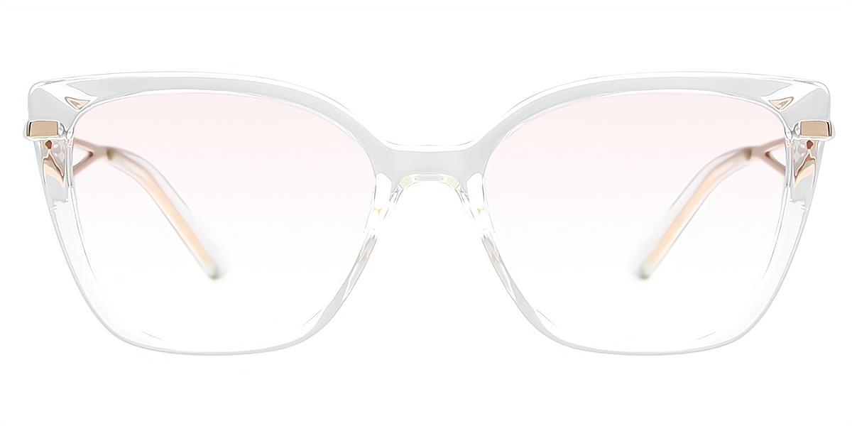 Clear Cat Eye Elegant Mixed Materials Eyeglasses