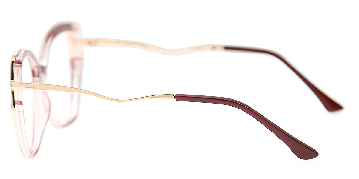Red Geometric Chic Mixed Materials Eyeglasses