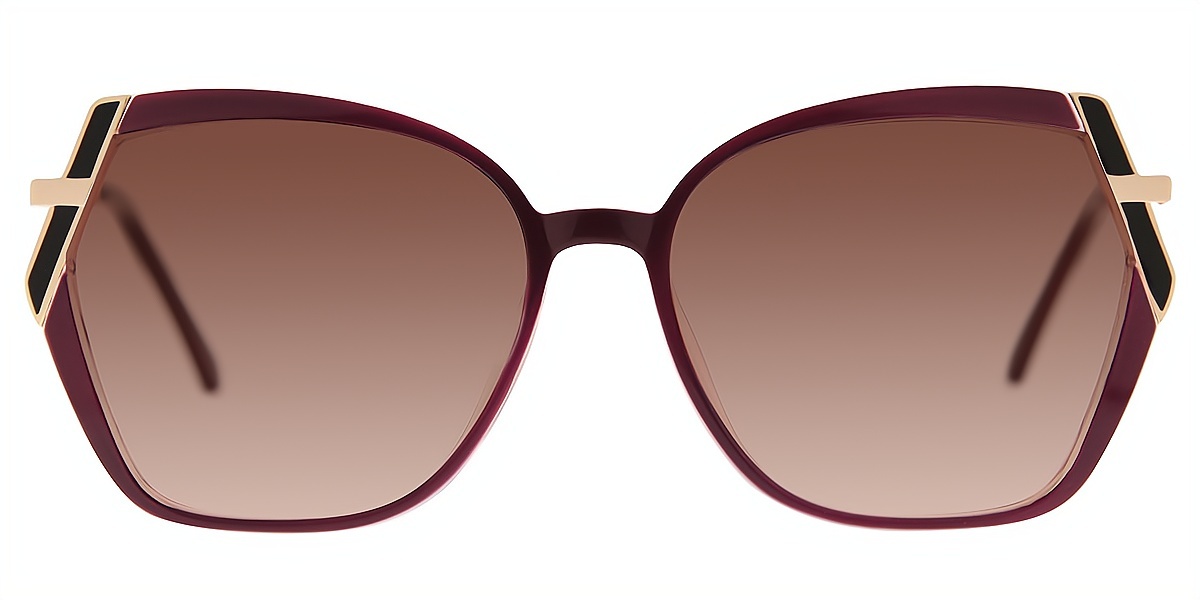 Red Geometric Chic Mixed Materials Eyeglasses