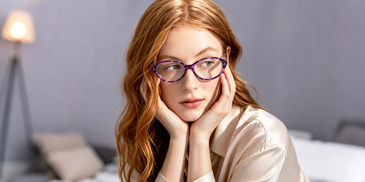 Purple Oval Retro Refined Acetate Eyeglasses