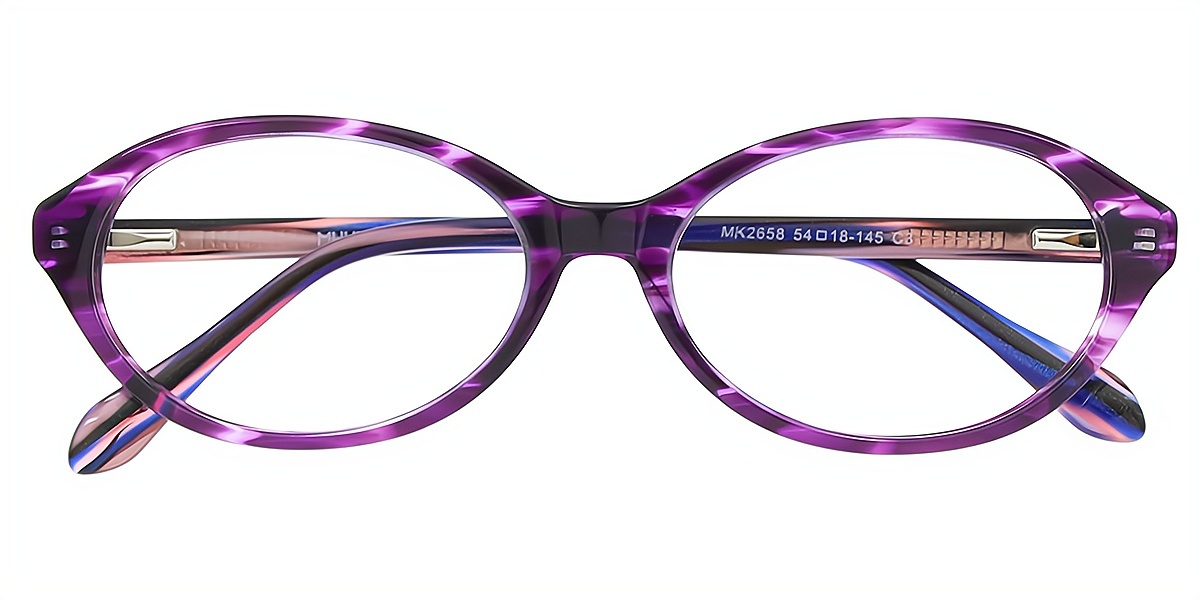 Purple Oval Retro Refined Acetate Eyeglasses