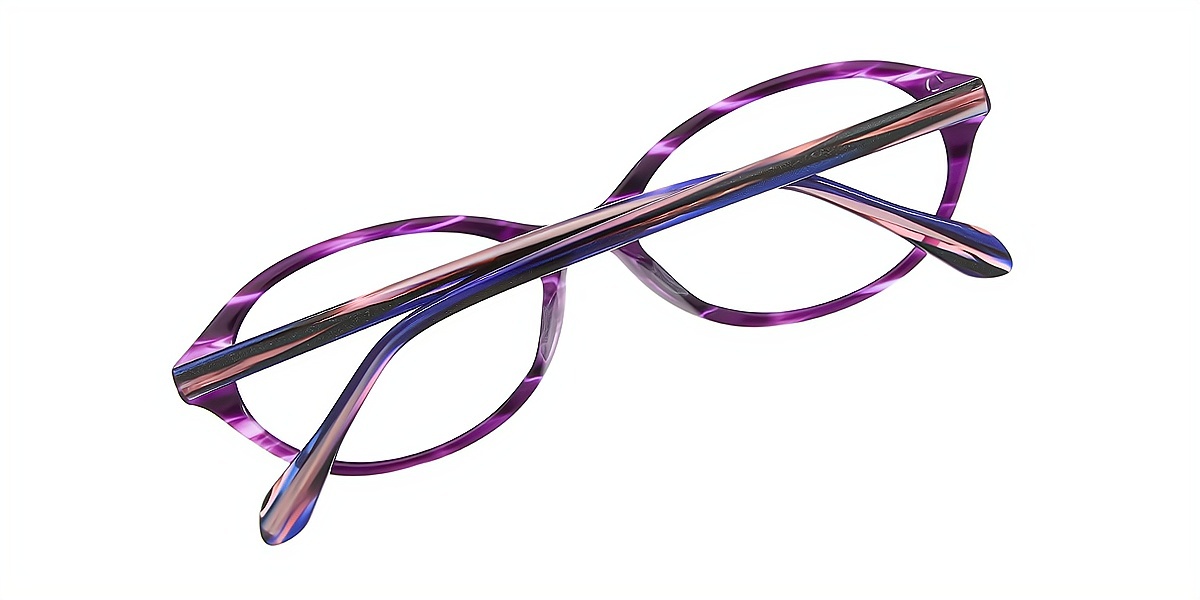 Purple Oval Retro Refined Acetate Eyeglasses