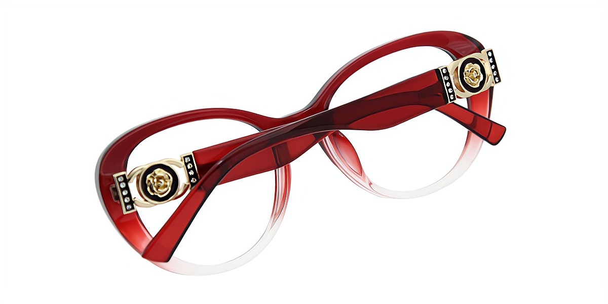 Red Cat Eye Fancy Plastic Eyeglasses