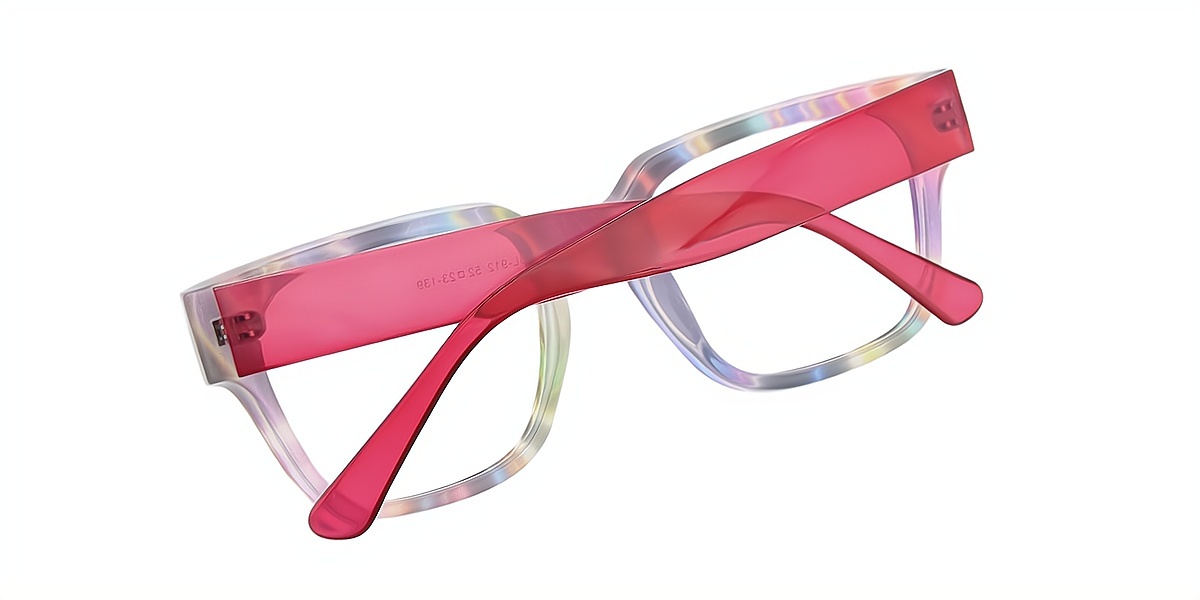 Multicolor Horn Ornate Oversized Plastic Eyeglasses