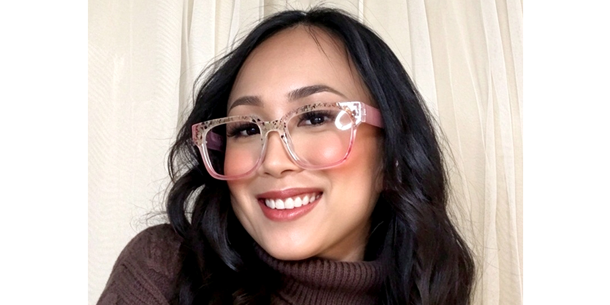 Pink Horn Ornate Oversized Plastic Eyeglasses