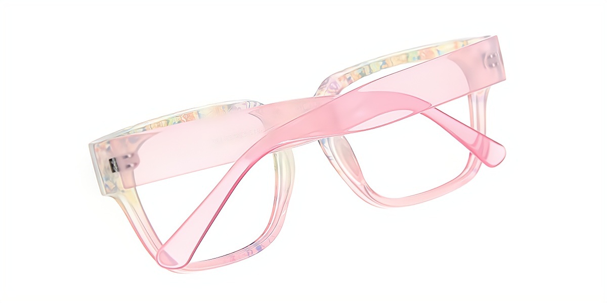 Pink Horn Ornate Oversized Plastic Eyeglasses