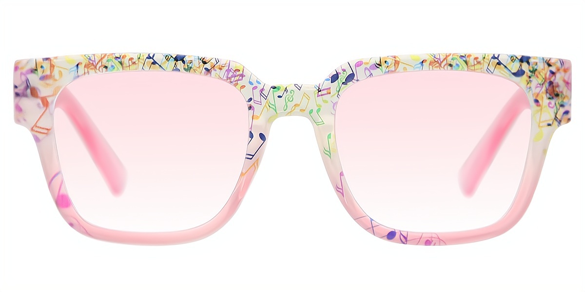 Pink Horn Ornate Oversized Plastic Eyeglasses