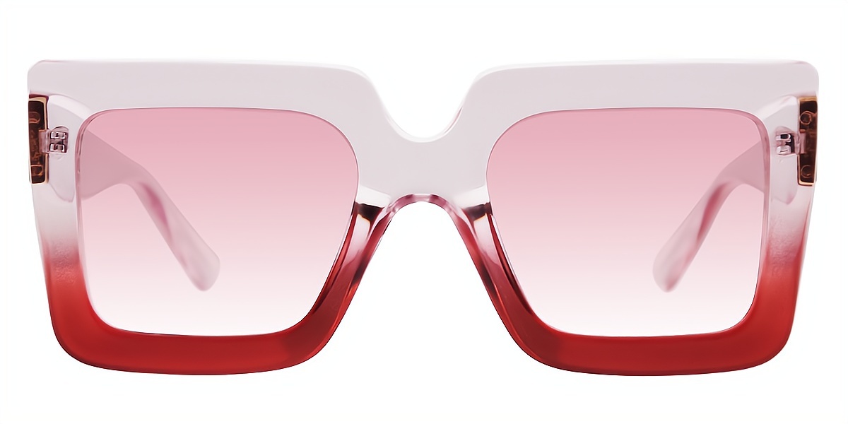 Pink Red Square Wide Plastic Eyeglasses