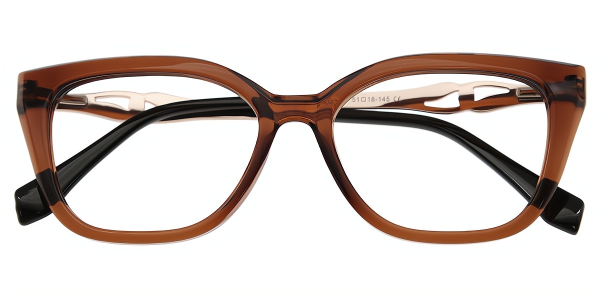 Brown Cat Eye Classic Mixed Materials Eyeglasses