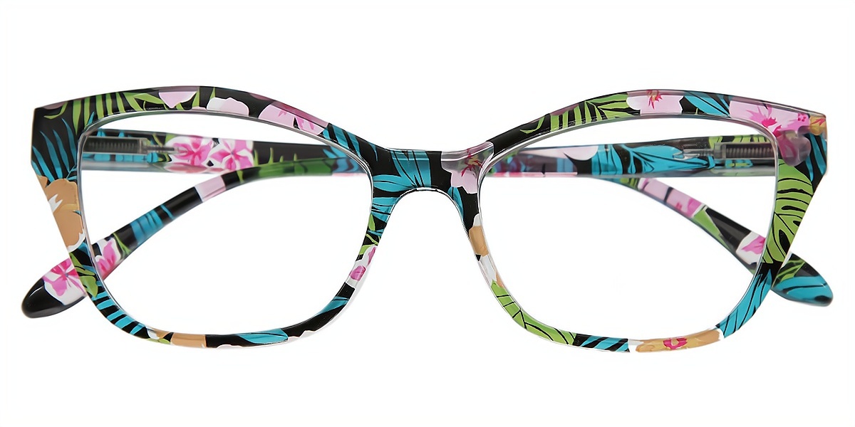 Green Cat Eye Ornate Plastic Eyeglasses