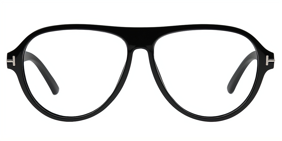 Black Aviator Oversized Chic Plastic Eyeglasses