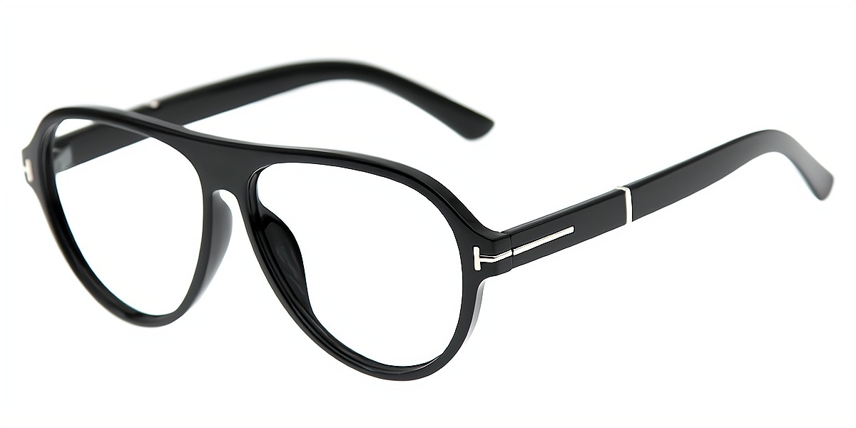 Black Aviator Oversized Chic Plastic Eyeglasses