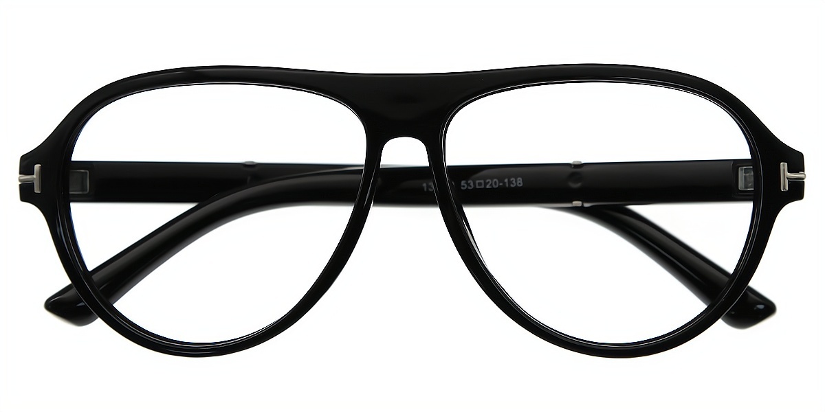 Black Aviator Oversized Chic Plastic Eyeglasses