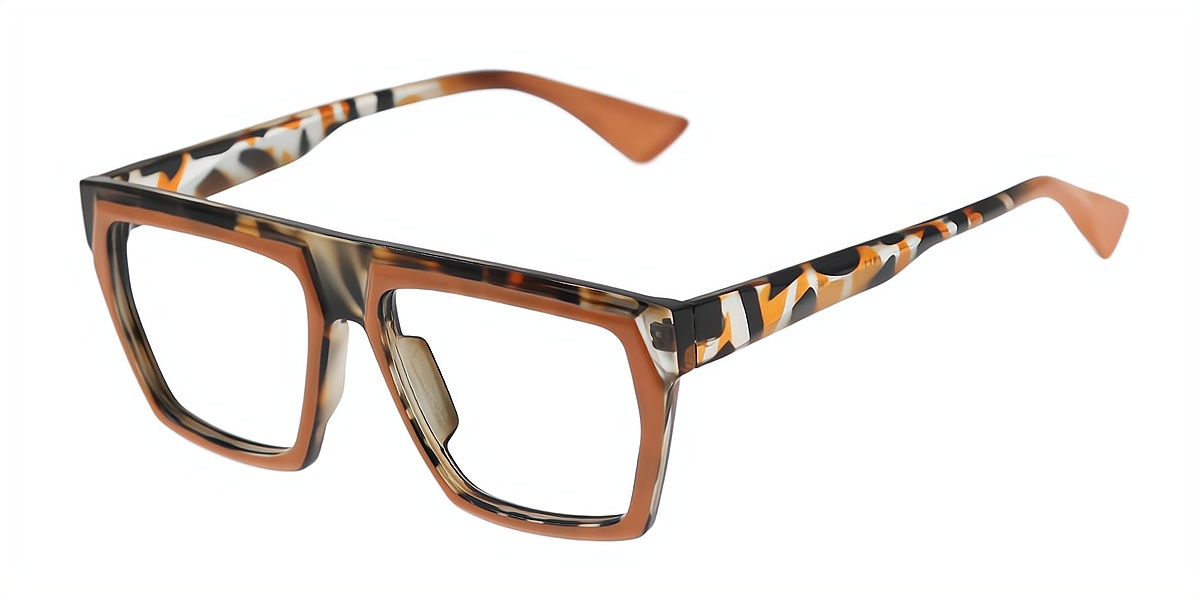 Orange Geometric Oversized Chic TR90 Eyeglasses