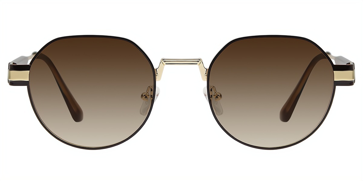 Brown Geometric Simple Metal Eyeglasses