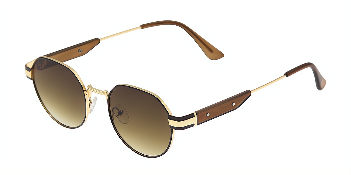 Brown Geometric Simple Metal Eyeglasses