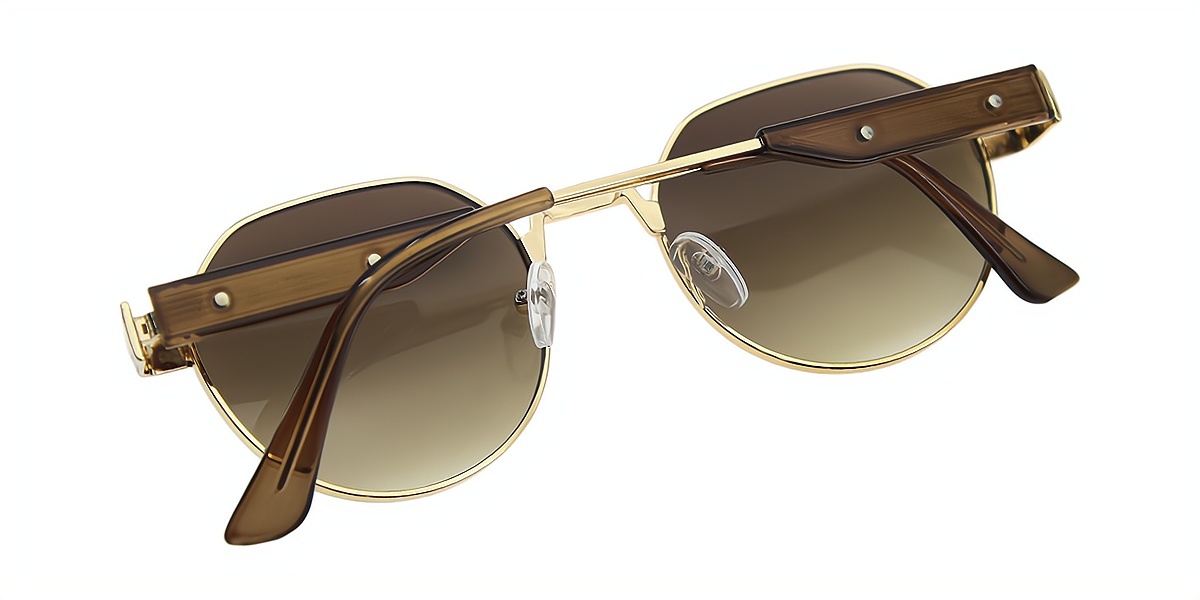 Brown Geometric Simple Metal Eyeglasses