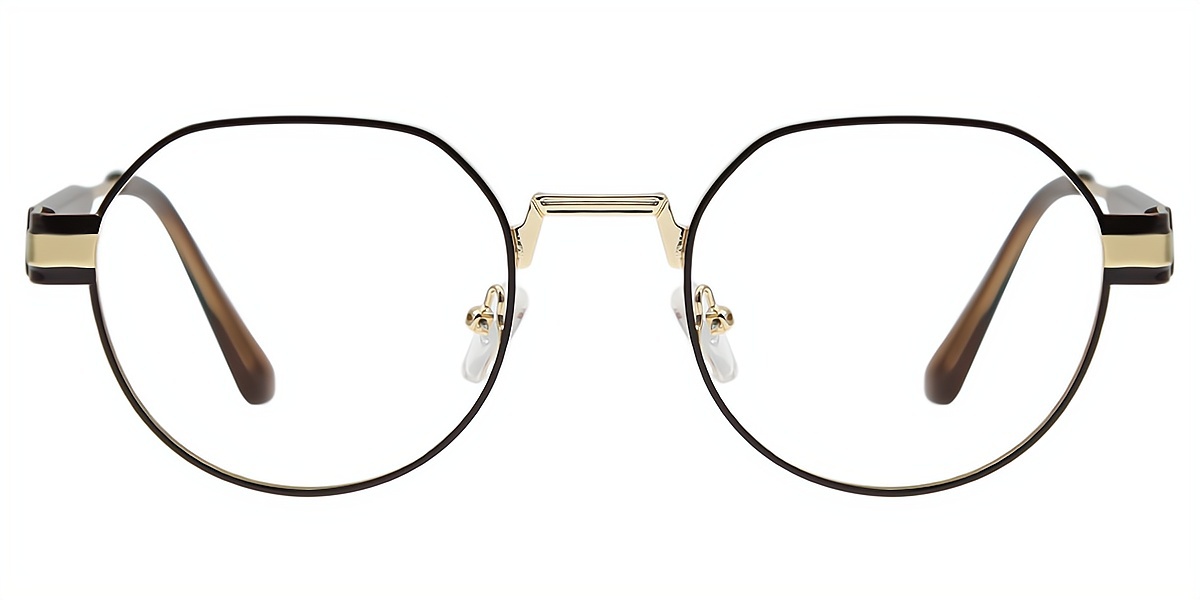Brown Geometric Simple Metal Eyeglasses