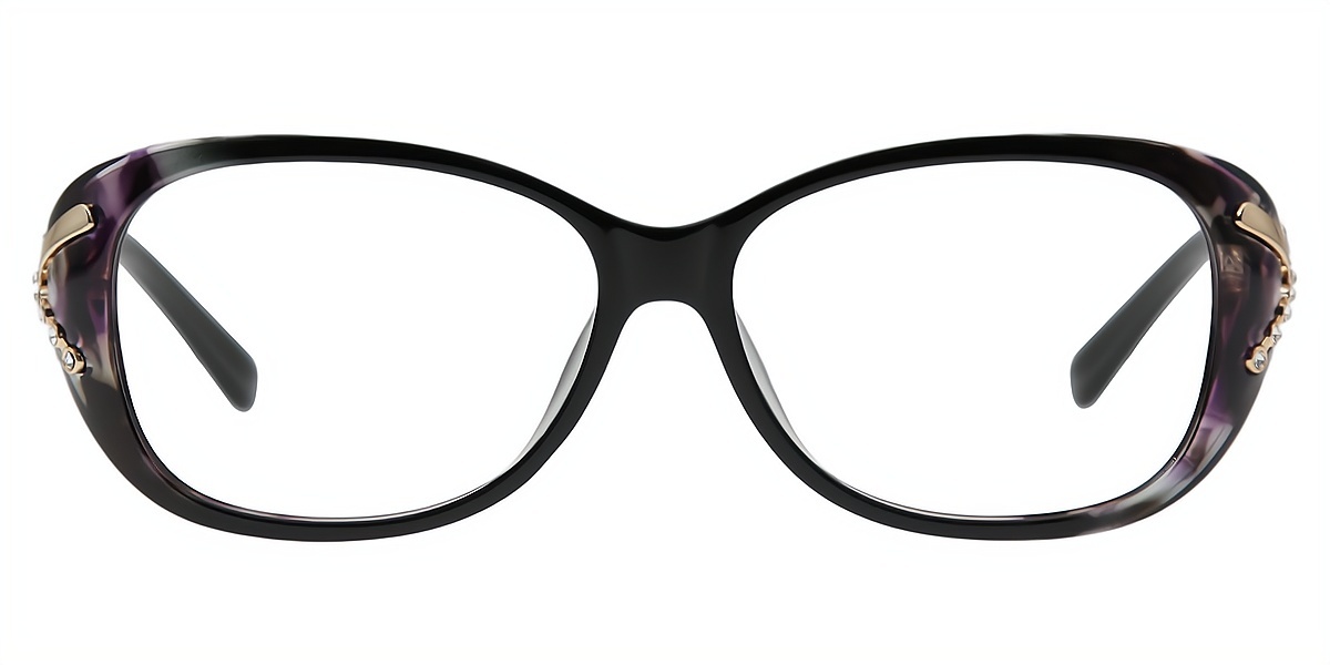 Black Oval Fancy TR90 Eyeglasses