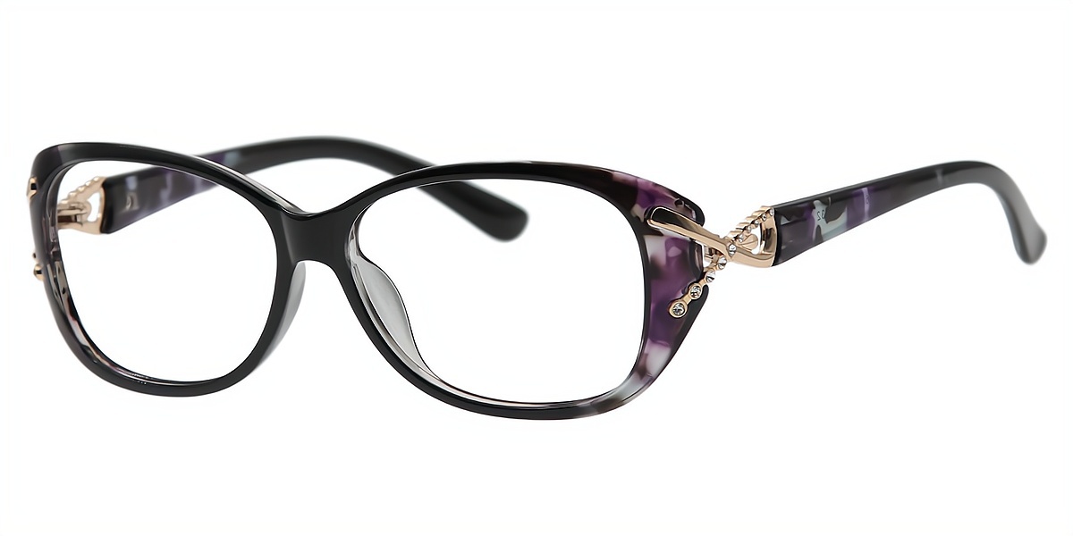 Black Oval Fancy TR90 Eyeglasses