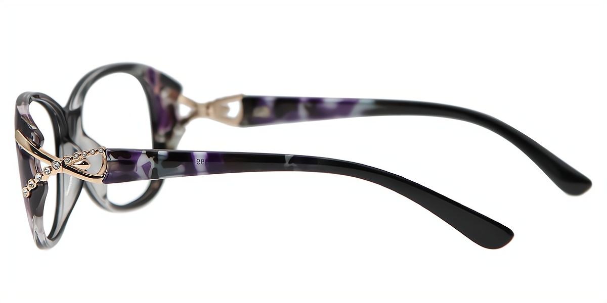Black Oval Fancy TR90 Eyeglasses