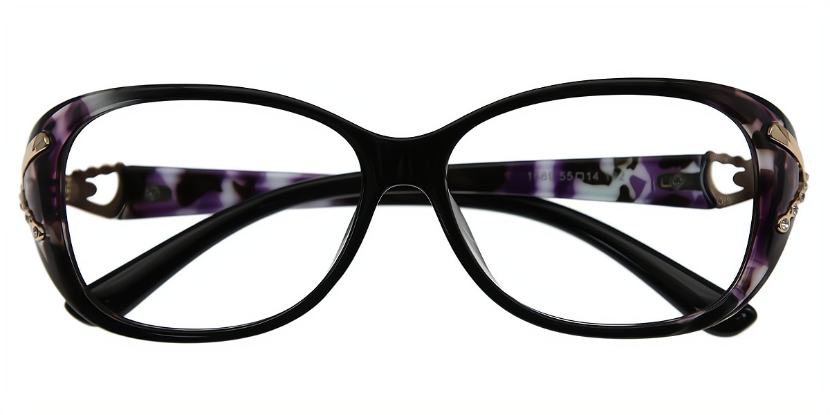Black Oval Fancy TR90 Eyeglasses
