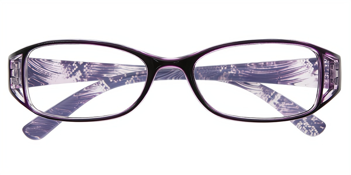 Purple Oval Fancy Plastic Eyeglasses