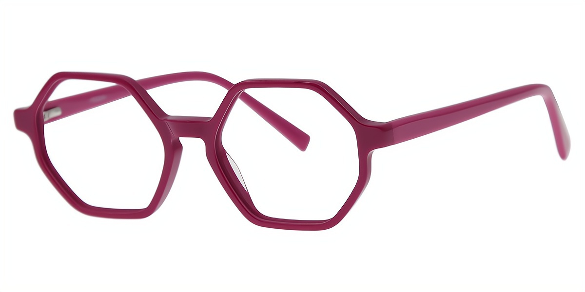 Red Geometric Geek-Chic Acetate Eyeglasses
